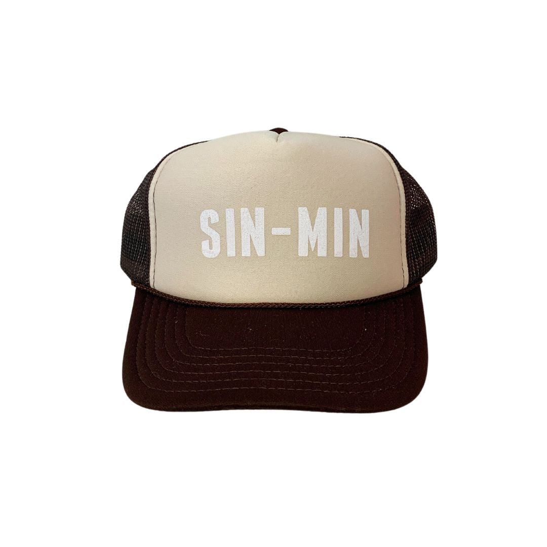 SIN-MIN Trucker Hat Tan and Brown