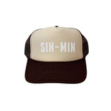 SIN-MIN Trucker Hat Tan and Brown