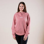 Model wearing size large SIN-MIN sweatshirt