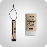 SIN-MIN shade product and Carchata hanging car air freshener with a light grey background