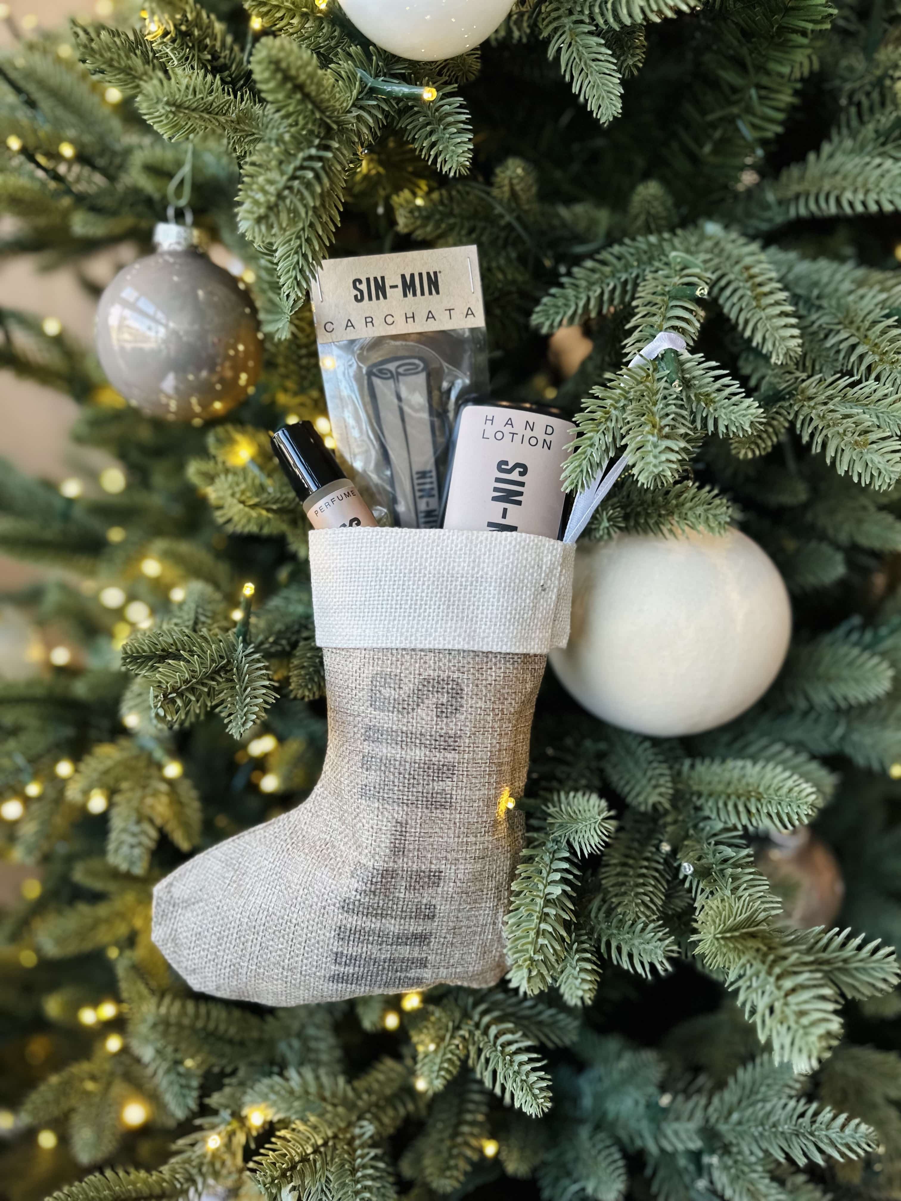 SIN-MIN Stocking on tree