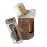 burlap stocking with SIN-MIN candle, lip scrub, and air freshsner
