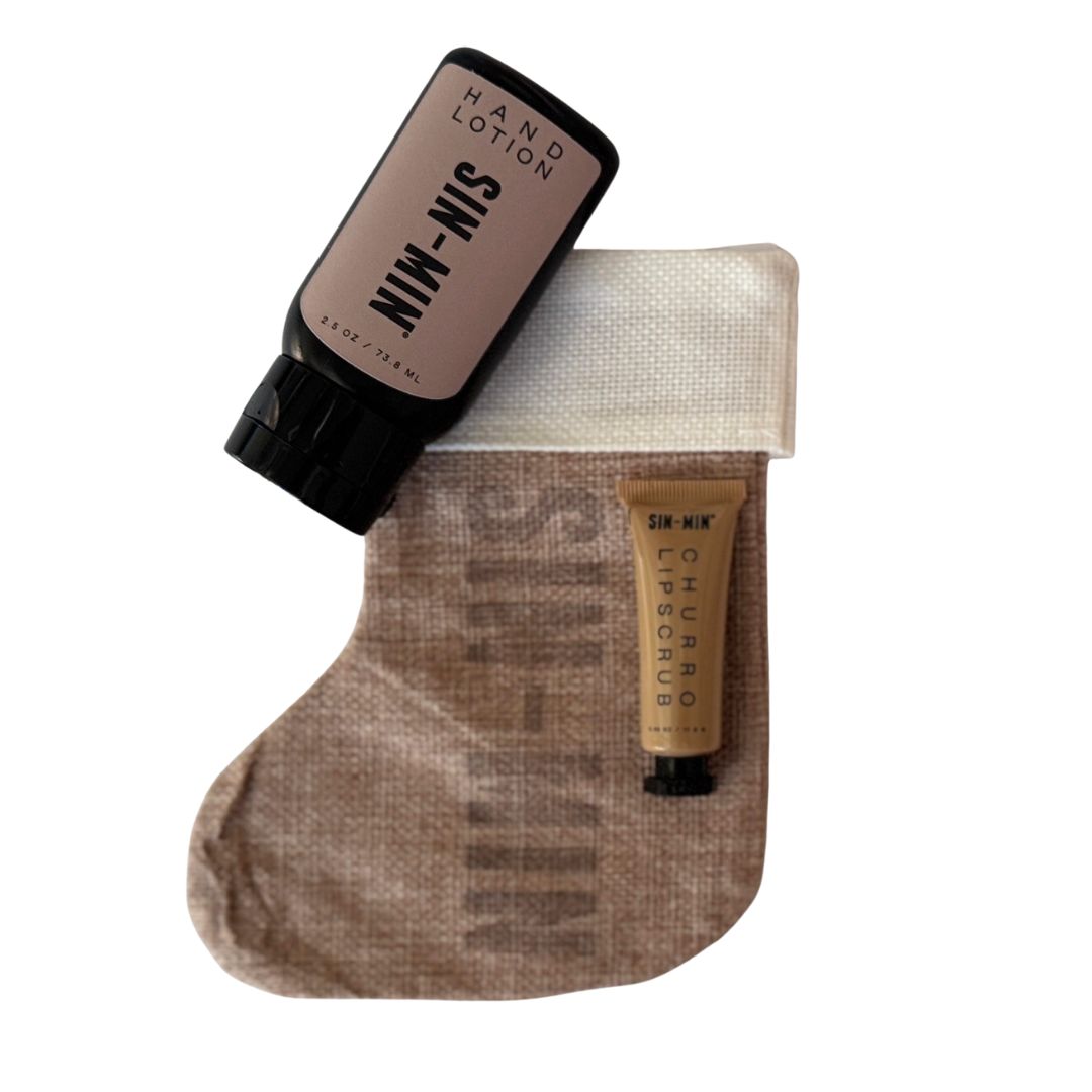burlap stocking with SIN-MIN products