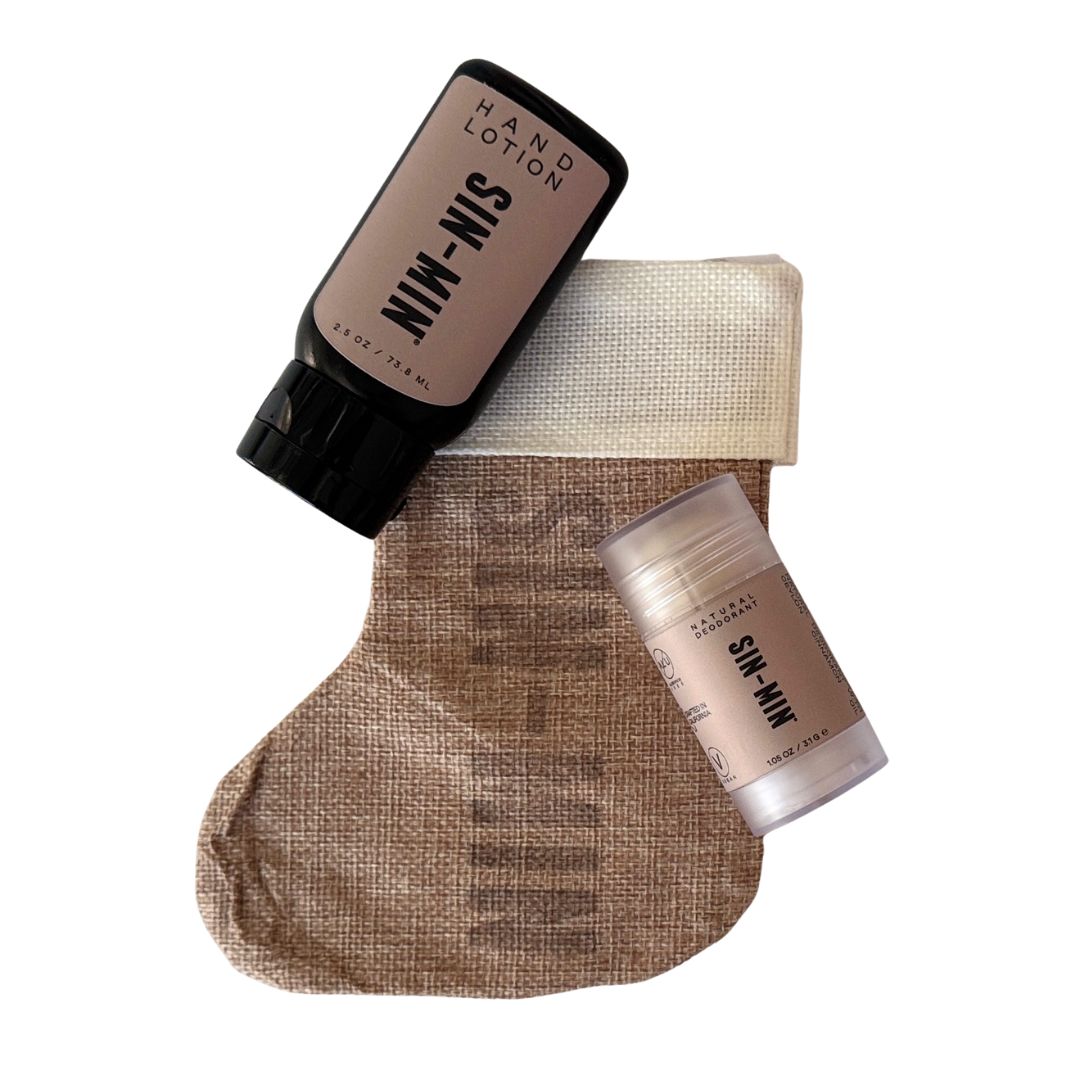 burlap stocking with SIN-MIN products