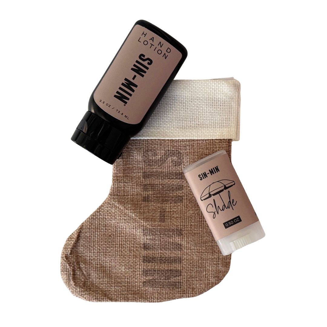 burlap stocking with SIN-MIN products