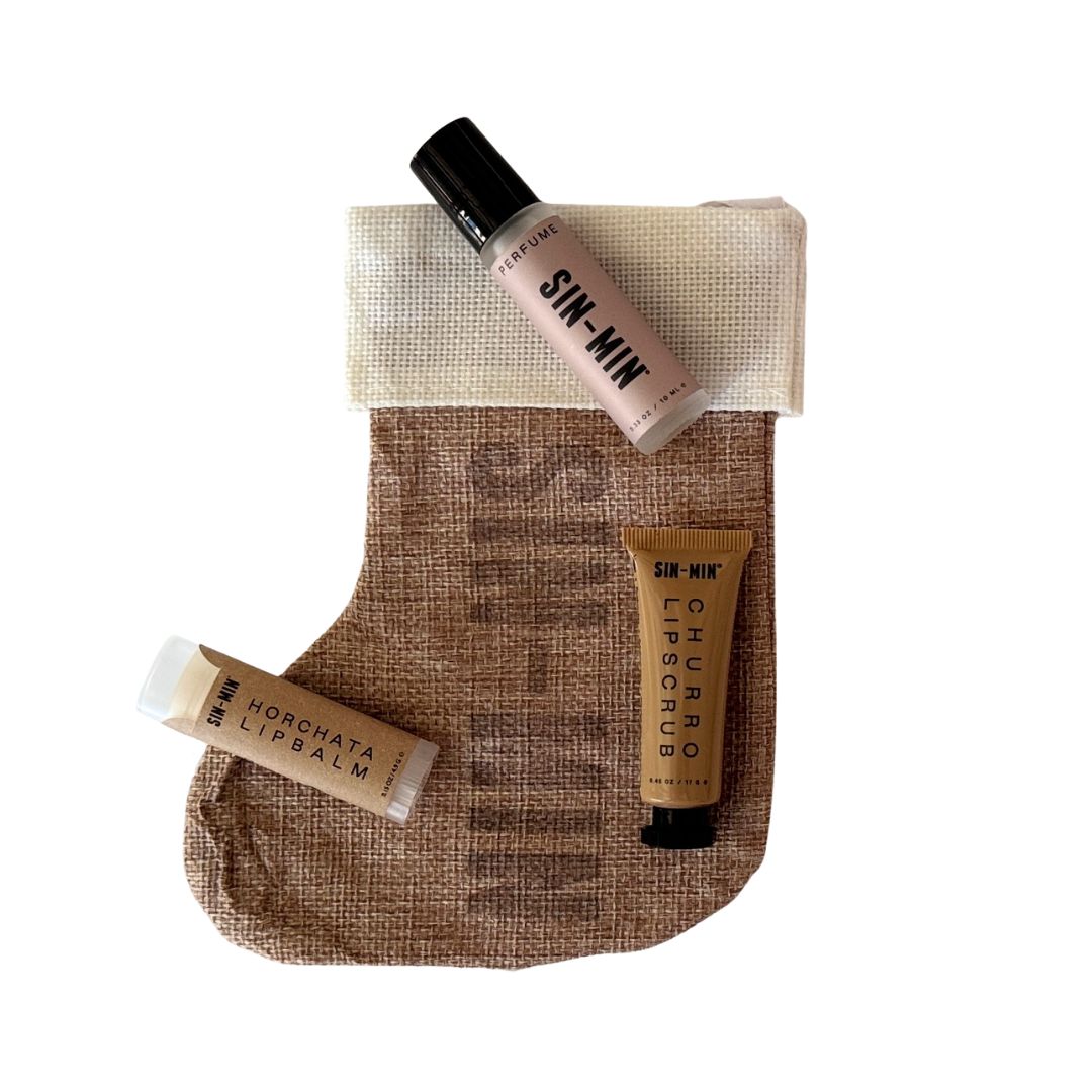 burlap stocking with SIN-MIN products