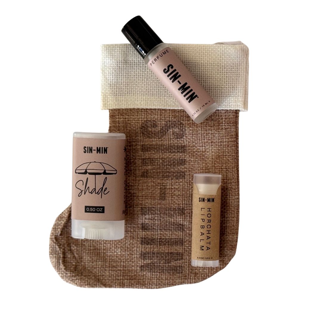 burlap stocking with SIN-MIN products